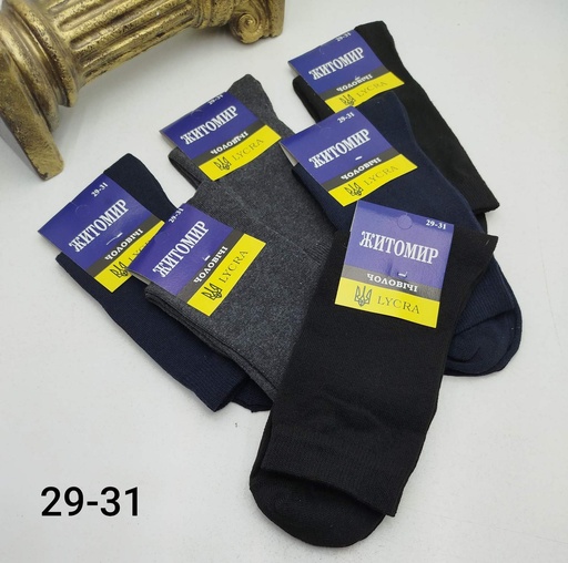 Шкарпетки чоловічі високі однотон мікс кольорів Житомир 29-31р. Мон. (12шт)